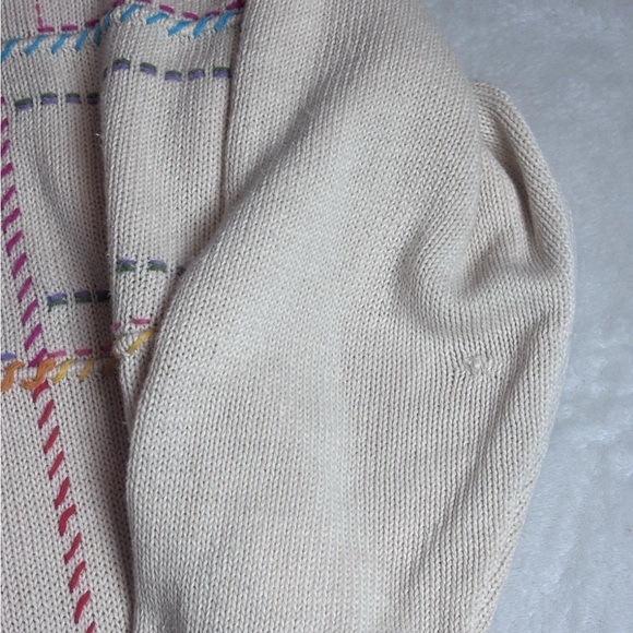 1990’s Women’s Embroidered Floral Cardigan - Cream - Picture 5 of 8